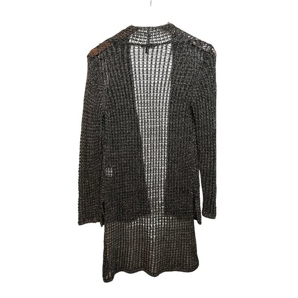 Eileen Fisher Open Knit Metallic Cardigan Sweater Duster Lightweight Long Sleeve - Picture 7 of 11